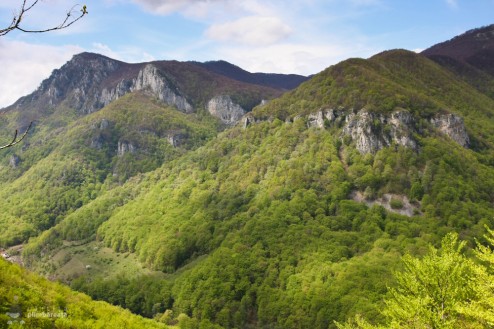 Panorama cu Valea Cernei (Cheile Tasnei-Valea Cernei, Muntii Mehedinti)